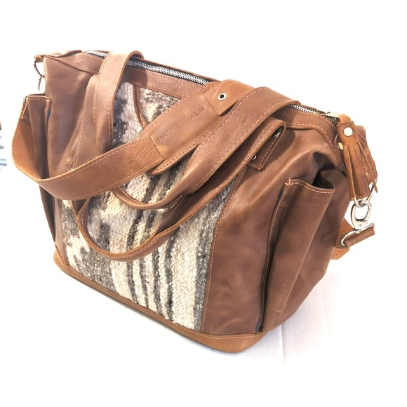 NATIVE PALM Handbags - ✔️Brown Leather and Wool Tote Backpack